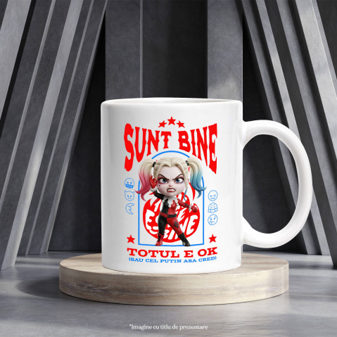 Cana Cu Harley Quenn, Ok, Sarcastic, Nervos, Iritat, Ceramica, 330ML [3]