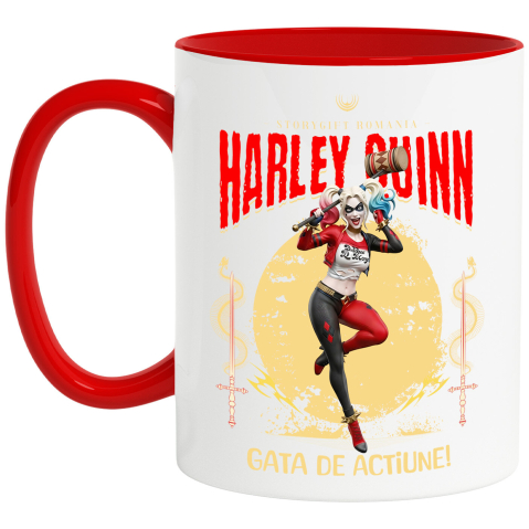 Căni - Cana Cu Harley Quinn - Magie și Haos În Acțiune cu Disney Ceramica, 330ML, cu Maner Rosu