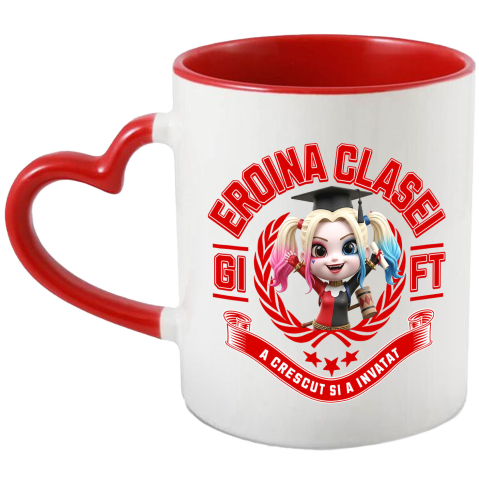Educatie - Cana Cu Harley Quinn – Prieteni, Zambet Si Scoala, Ceramica, 330ML