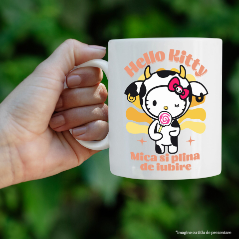 Cana Cu Hello Kiti in aventura Ceramica, 330ML, cu Maner Alb [1]