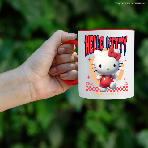 Cana Cu Hello Kitty Aventuri si Prietenie Disney Ceramica, 330ML, cu Maner Rosu [1]