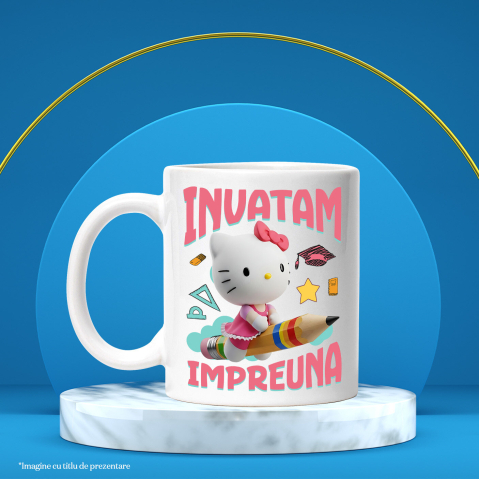 Cana Cu Hello Kitty – Invatare Vesela cu Prietenii Ceramica, 330ML, cu Maner Alb [2]