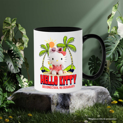 Cana Cu Hello Kitty la Plaja – Soare si Palmieri, Ceramica, 330ML [3]