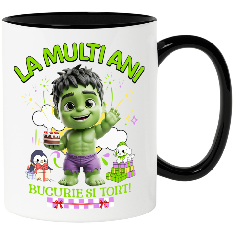 Căni - Cana Cu Hulk Fun – Cadouri si Suprize pentru Ziua Ta Ceramica, 330ML, cu Maner Negru