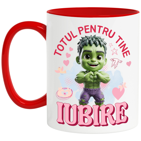 Supereroi - Cana Cu Hulk, Iubire, Dragoste, Afectiune, Inima, Ceramica, 330ML