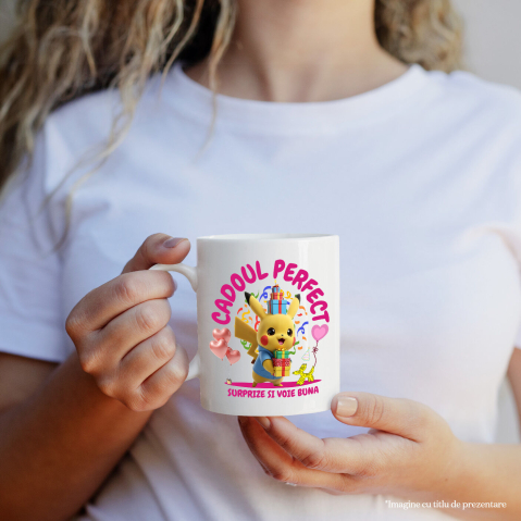 Cana Cu Inima lui Pikachu - Cadou pentru Ziua Ta, Ceramica, 330ML [2]