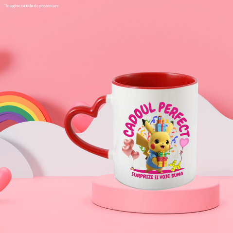 Cana Cu Inima lui Pikachu - Cadou pentru Ziua Ta, Ceramica, 330ML [3]