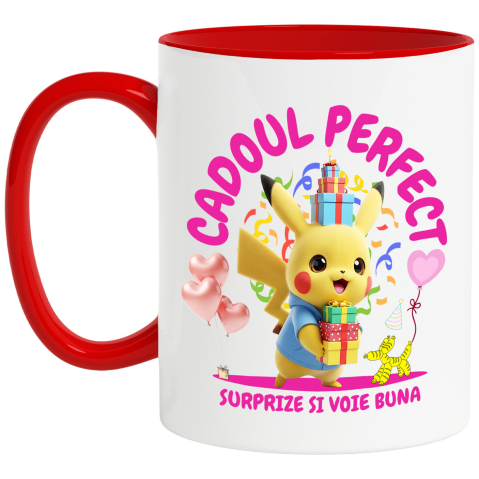 Desene Animate - Cana Cu Inima lui Pikachu - Cadou pentru Ziua Ta, Ceramica, 330ML