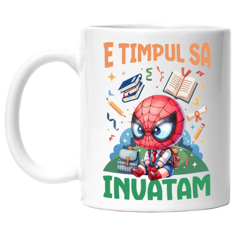 Educatie - Cana Cu Învață Să Fii Erou Cu Superman Ceramica, 330ML, cu Maner Alb