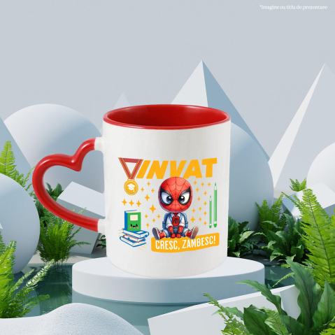 Cana Cu Invatare Vesela cu Spiderman, Ceramica, 330ML [2]