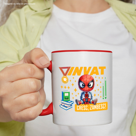 Cana Cu Invatare Vesela cu Spiderman, Ceramica, 330ML [1]