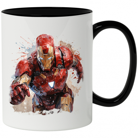 Maner Negru - Cana Cu Iron Man, Avengers, Marvel, Iubitori De Filme, Supereroi, Multicolor 330 ml, Ceramica cu Maner Negru