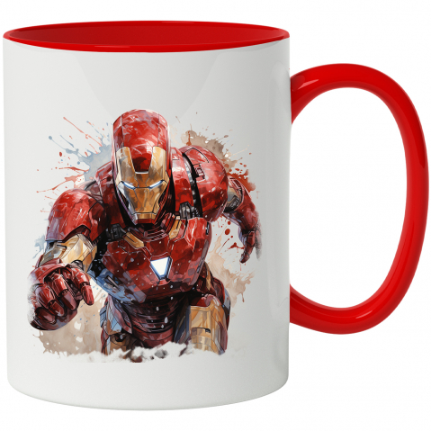 Maner Rosu - Cana Cu Iron Man, Avengers, Marvel, Iubitori De Filme, Supereroi, Multicolor 330 ml, Ceramica cu Maner Rosu