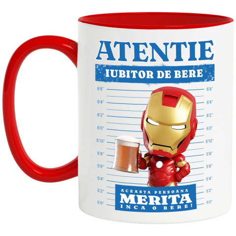 Supereroi - Cana Cu Iron Man: Cadou si Bere – Pachetul Tehnologic, Ceramica, 330ML