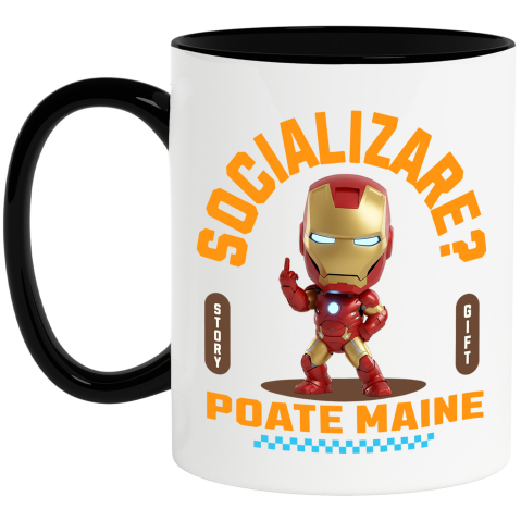 Supereroi - Cana Cu Iron man , Degetul Mijlociu, Socializare? Poate maine, Anti-social, Ceramica, 330ML