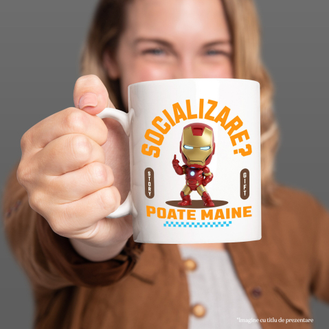Cana Cu Iron man , Degetul Mijlociu, Socializare? Poate maine, Anti-social, Ceramica, 330ML [2]