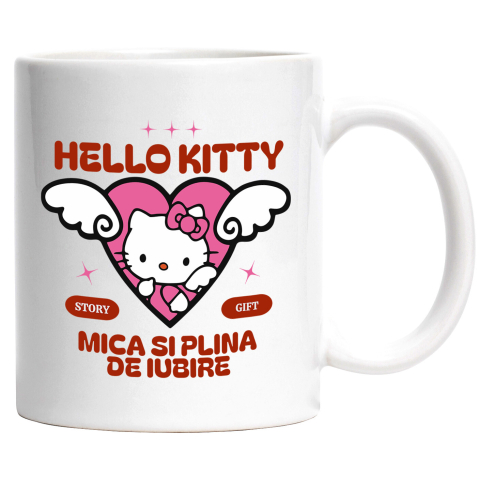 Desene Animate - Cana Cu Iubire si Zambete cu Hello Kitty, Ceramica, 330ML