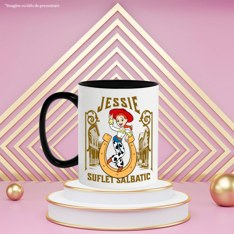 Cana Cu Jessie – eroina din inima Ceramica, 330ML, cu Maner Negru [2]