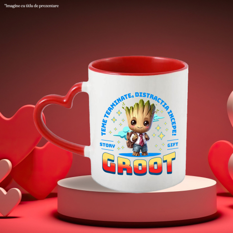 Cana Cu Joaca si Invata cu Gaoot Ceramica, 330ML, cu Maner Inima Rosie [2]