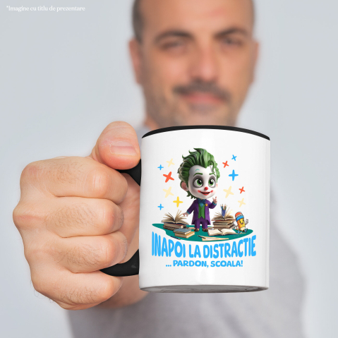 Cana Cu Joker – Distractie La Scoala Cu Prieteni Ceramica, 330ML, cu Maner Negru [1]