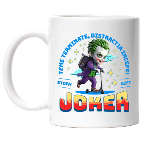 Căni - Cana Cu Joker: Haos Pe Patine Si Distractie Ceramica, 330ML, cu Maner Alb