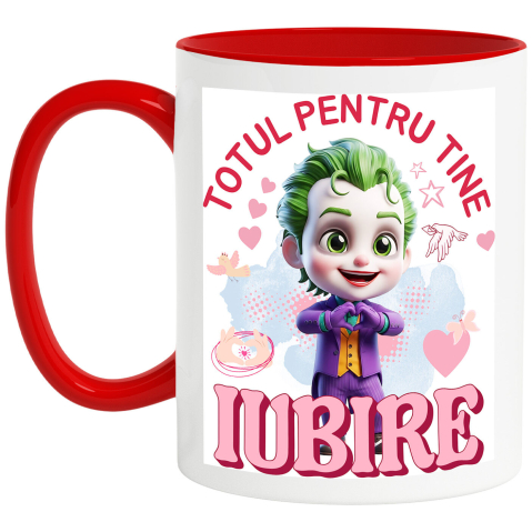 Cani Personalizate - Cana Cu Joker, Iubire, Dragoste, Afectiune, Inima, Ceramica, 330ML