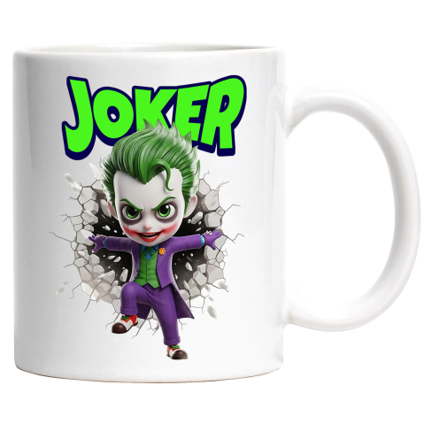 Căni - Cana Cu Joker - Povestea unui Războinic al Haosului în Cadru Ceramica, 330ML, cu Maner Alb