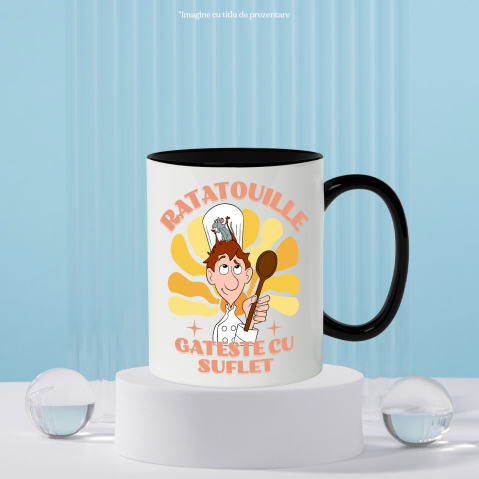 Cana Cu Linguini si Remy – Prietenie in Bucatarie Ceramica, 330ML, cu Maner Negru [2]