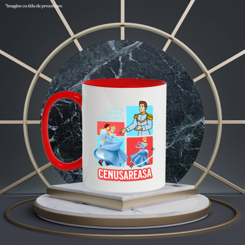 Cana Cu Magia Dansului Ceusaresei si Printul Ceramica, 330ML, cu Maner Rosu [2]