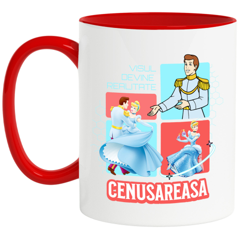 Desene Animate - Cana Cu Magia Dansului Ceusaresei si Printul Ceramica, 330ML, cu Maner Rosu