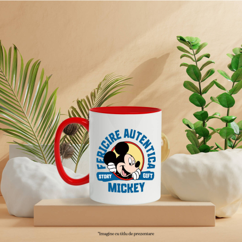 Cana Cu Magia Disney cu Mickey Mouse Ceramica, 330ML, cu Maner Rosu [2]