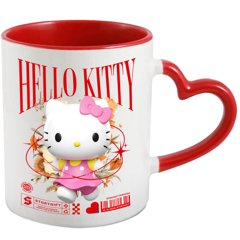 Desene Animate - Cana Cu Magie și Flori cu Hello Kitty din Lumea Disney, Ceramica, 330ML