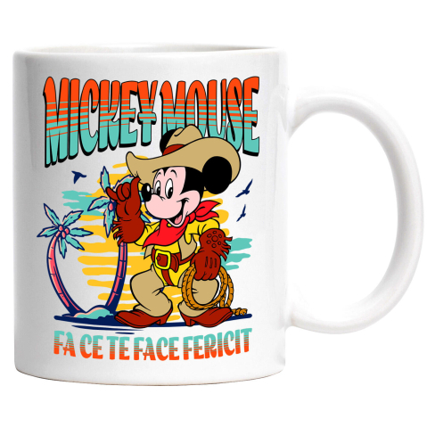 Desene Animate - Cana Cu Mickey, Cowboy-ul Vesel, Ceramica, 330ML