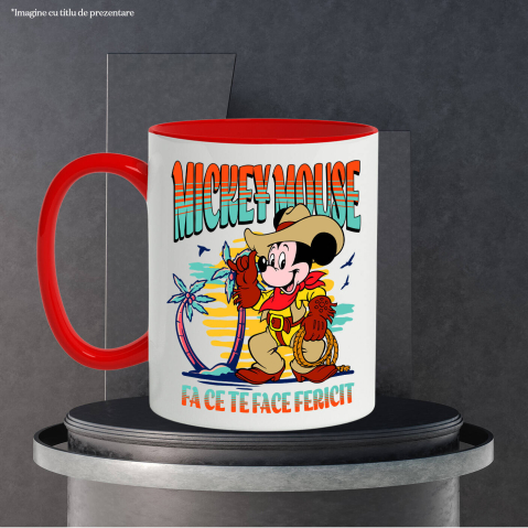 Cana Cu Mickey, Cowboy-ul Vesel, Ceramica, 330ML [3]