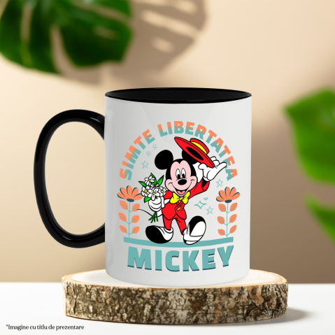 Cana Cu Mickey cu flori pentru cineva special Ceramica, 330ML, cu Maner Negru [2]
