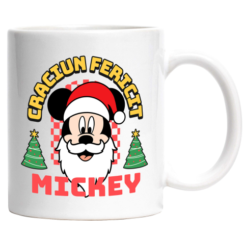 Căni - Cana Cu Mickey Mouse Cadru Plin de Magie de Craciun Ceramica, 330ML, cu Maner Alb