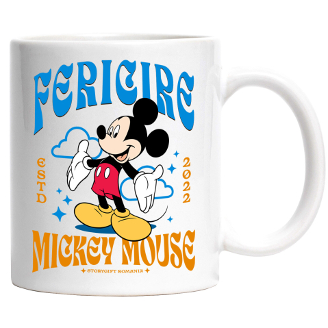 Căni - Cana Cu Mickey Mouse – Prietenul Tuturor Copiilor Ceramica, 330ML, cu Maner Alb