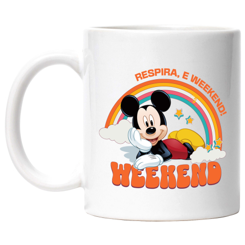 Desene Animate - Cana Cu Mickey Mouse si Curcubeu in Culori Vii, Ceramica, 330ML