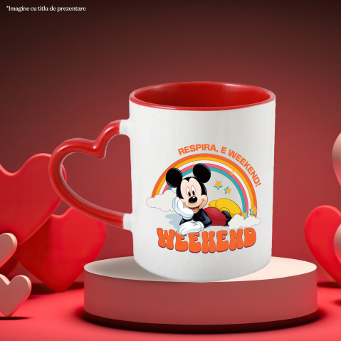 Cana Cu Mickey Mouse si Curcubeu in Culori Vii, Ceramica, 330ML [3]