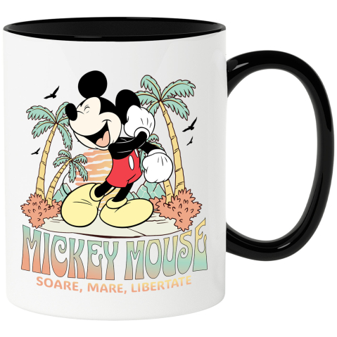 Desene Animate - Cana Cu Mickey Mouse si Magia Palmierilor Ceramica, 330ML, cu Maner Negru