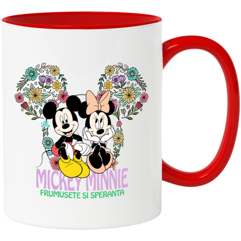 Desene Animate - Cana Cu Mickey Mouse si Minnie se Joaca Vesel, Ceramica, 330ML