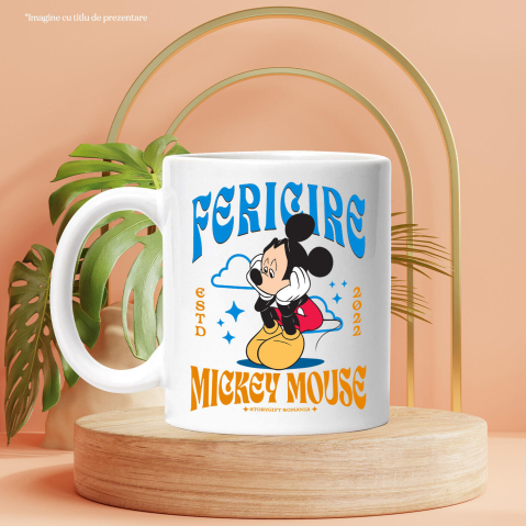 Cana Cu Mickey Mouse Suparat Dar Puternic Ceramica, 330ML, cu Maner Alb [2]
