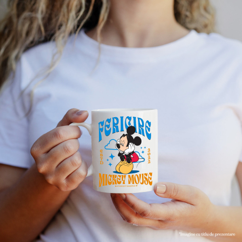 Cana Cu Mickey Mouse Suparat Dar Puternic Ceramica, 330ML, cu Maner Alb [1]