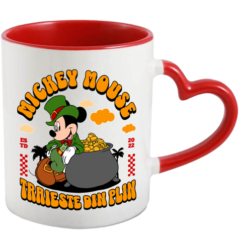 Desene Animate - Cana Cu Mickey, norocosul cu sacul cu galbeni, Ceramica, 330ML
