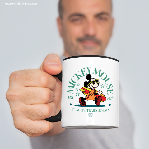 Cana Cu Mickey – Regele Valurilor Ceramica, 330ML, cu Maner Negru [1]