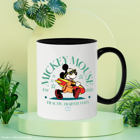 Cana Cu Mickey – Regele Valurilor Ceramica, 330ML, cu Maner Negru [2]
