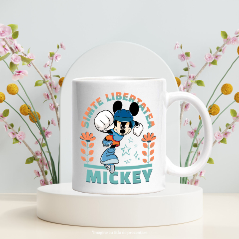 Cana Cu Mickey si aventura pe role, Ceramica, 330ML [3]