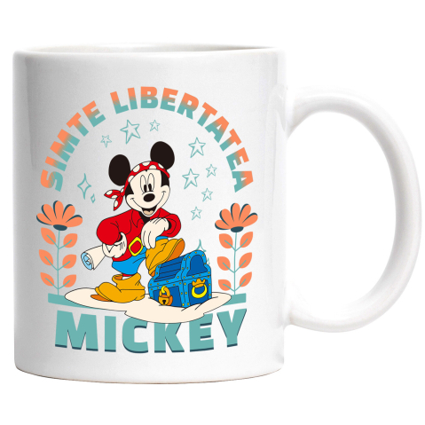 Desene Animate - Cana Cu Mickey – vanatorul de comori Ceramica, 330ML, cu Maner Alb