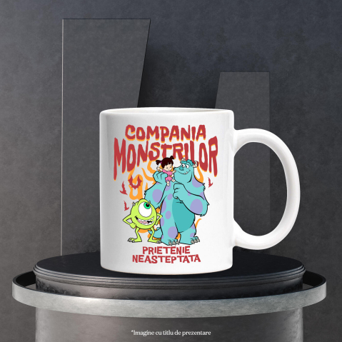 Cana Cu Mike, Sulley si Boo - Prietenii din lumea monstrilor Ceramica, 330ML, cu Maner Alb [2]