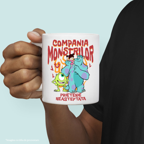Cana Cu Mike, Sulley si Boo - Prietenii din lumea monstrilor Ceramica, 330ML, cu Maner Alb [1]